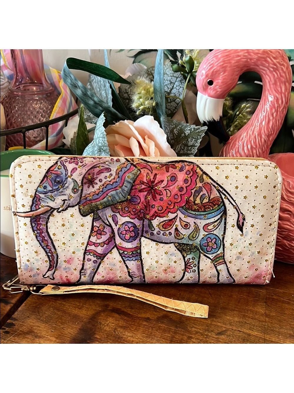 Colorful Elephant Print Wallet - Picture 2 of 5